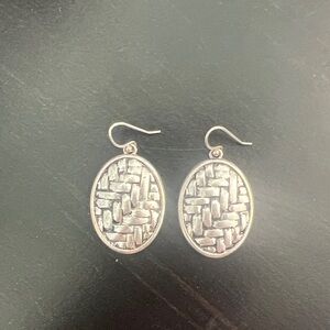 Lucky Brand Silver Woven Oval Drop Earrings